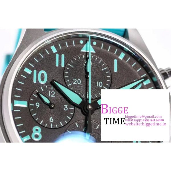 IWC Pilot Chrono 41mm IW388108 AMG Black Dial Blue Rubber Strap TWF A7750 - Image 6