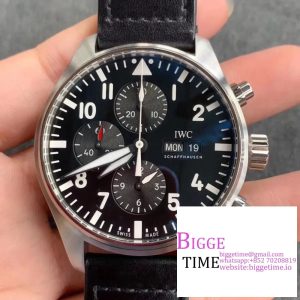 IWC Pilot Chrono 43mm IW377709 Black Dial Black Leather Strap ZF A7750