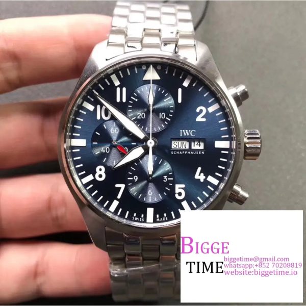 IWC Pilot Chrono 43mm IW377717 Blue Dial SS Bracelet ZF A7750