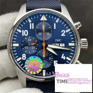 IWC Pilot Chrono 43mm IW377729 Blue Dial Blue Leather Strap AZ A7750
