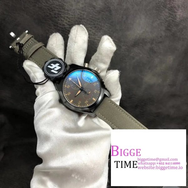 IWC Pilot Chrono TopGun 46mm IW388002 Green Dial Green Nylon Strap ZF A7750 - Image 5