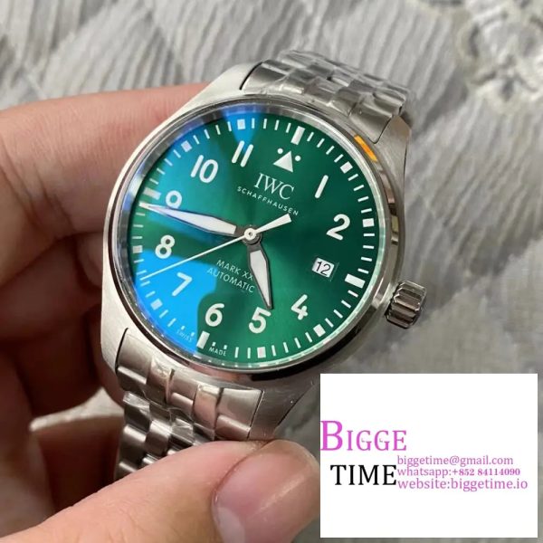 IWC Pilot Mark XX 40mm IW328206 Green Dial SS Bracelet V7F A2892 - Image 3