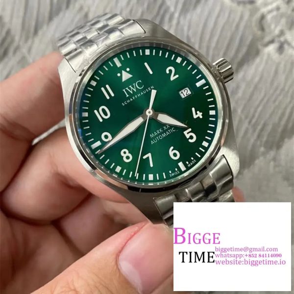 IWC Pilot Mark XX 40mm IW328206 Green Dial SS Bracelet V7F A2892 - Image 2