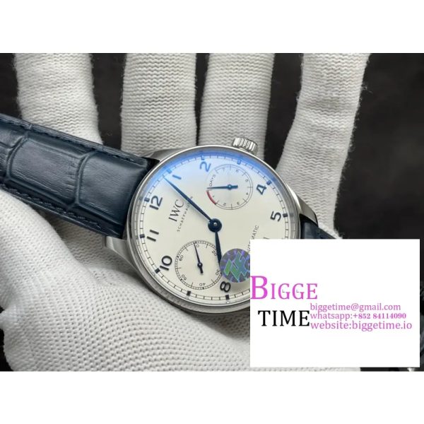 IWC Portugieser 42mm IW500107 White Dial Blue Leather Strap ZF A51011 - Image 3