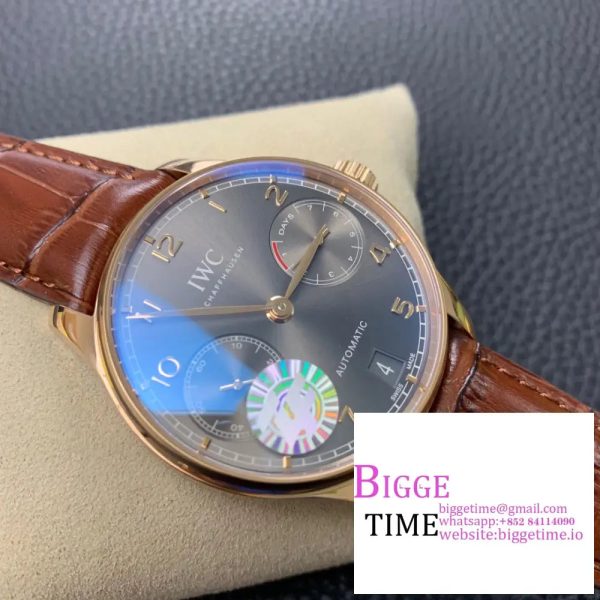 IWC Portugieser 42mm IW500702 RG Grey Dial Brown Leather Strap ZF A51011 - Image 2