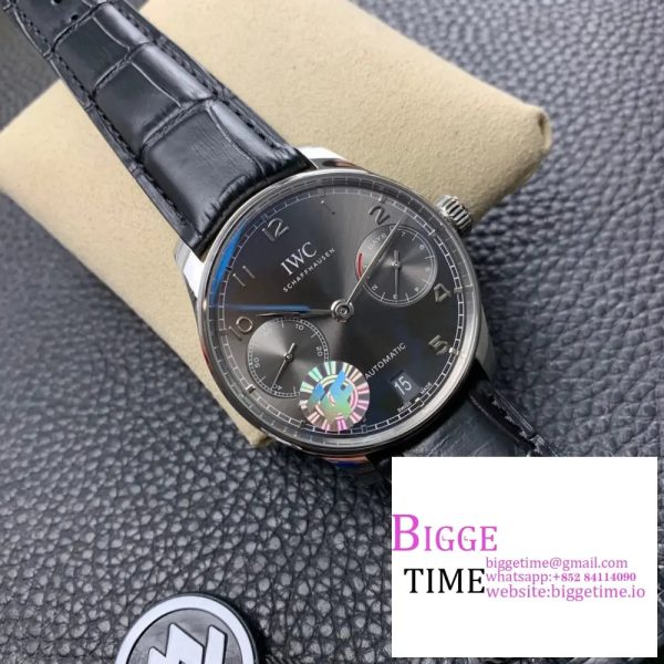 IWC Portugieser 42mm IW500703 Grey Dial Black Leather Strap ZF A51011 - Image 4