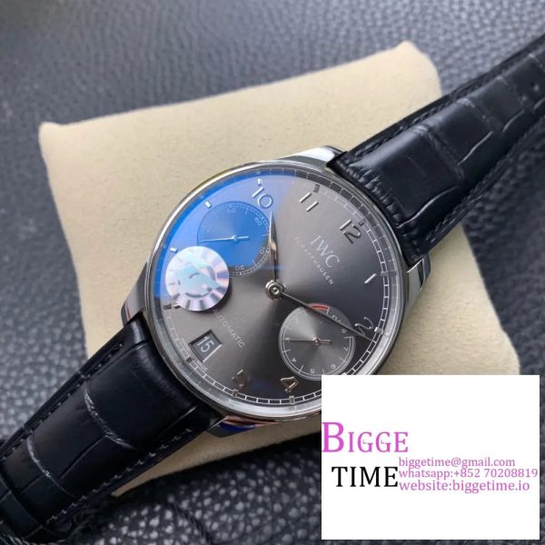 IWC Portugieser 42mm IW500703 Grey Dial Black Leather Strap ZF A51011