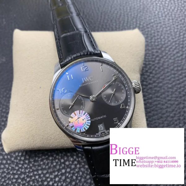IWC Portugieser 42mm IW500703 Grey Dial Black Leather Strap ZF A51011 - Image 3