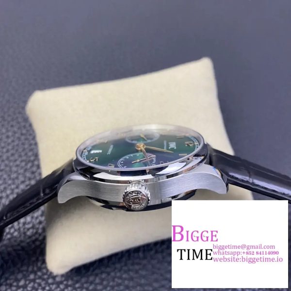 IWC Portugieser 42mm IW500708 Green Dial Black Leather Strap ZF A51011 - Image 7