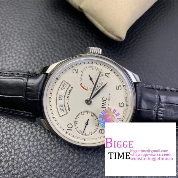 IWC Portugieser 44mm IW503501 White Dial Black Leather Strap ZF A52850 - Image 4