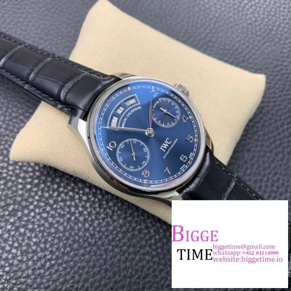 IWC Portugieser 44mm IW503502 Blue Dial Black Leather Strap ZF A52850 - Image 4