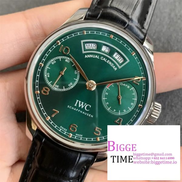IWC Portugieser 44mm IW503510 Green Dial Black Leather Strap ZF A52850 - Image 2