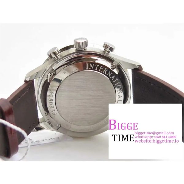 IWC Portugieser Chrono 41mm IW371447 Grey Dial Brown Leather Strap ZF A7750 - Image 9
