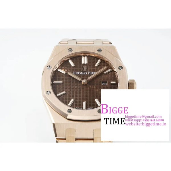 Lady Royal Oak 33mm RG ZF 1:1 Best Edition Brown Dial on RG Bracelet Swiss Quartz - Image 7