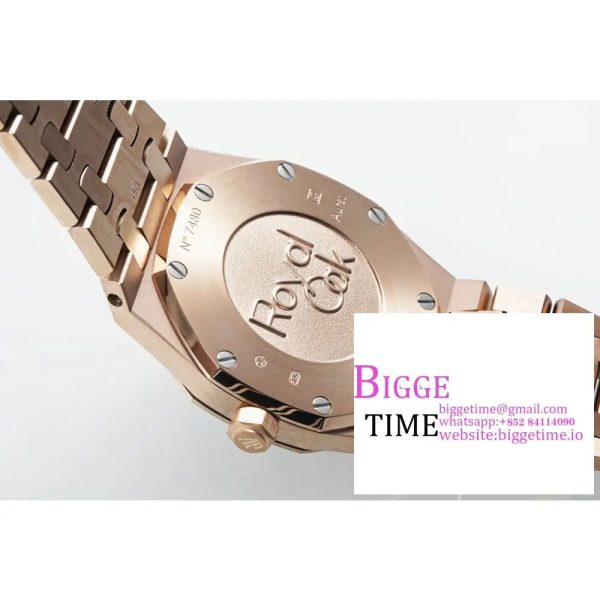 Lady Royal Oak 33mm RG ZF 1:1 Best Edition Rose Gold Dial Diamonds Bezel on RG Bracelet Swiss Quartz - Image 9
