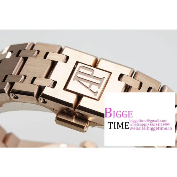 Lady Royal Oak 33mm RG ZF 1:1 Best Edition Rose Gold Dial Diamonds Bezel on RG Bracelet Swiss Quartz - Image 8