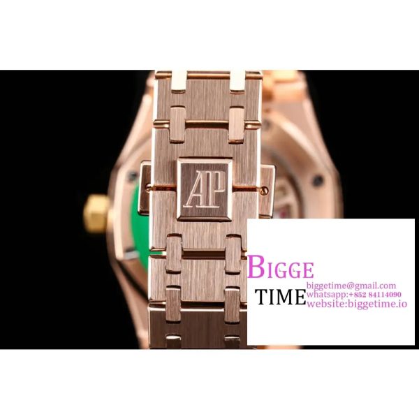Lady Royal Oak 33mm RG ZF 1:1 Best Edition White Dial Diamonds Bezel on RG Bracelet Swiss Quartz - Image 8