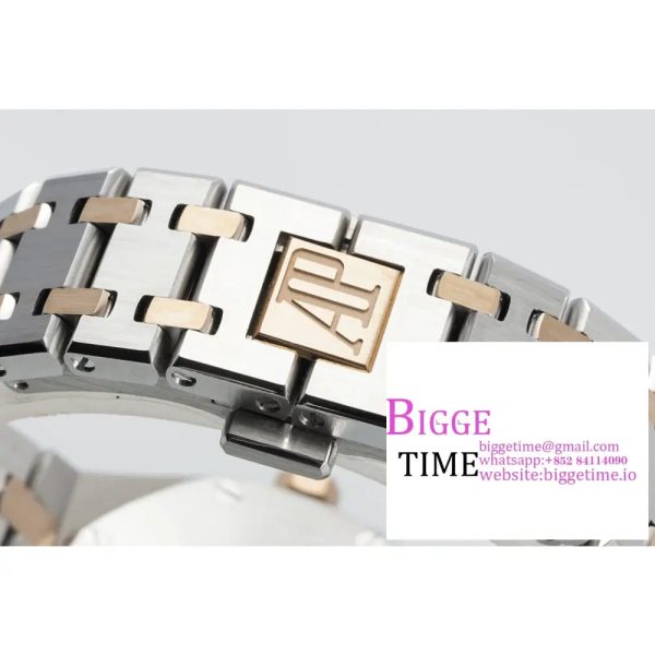 Lady Royal Oak 33mm SS/RG ZF 1:1 Best Edition White Dial Diamonds Bezel on SS/RG Bracelet Swiss Quartz - Image 9