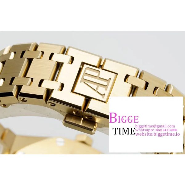 Lady Royal Oak 33mm YG ZF 1:1 Best Edition Blue Dial Diamonds Bezel on YG Bracelet Swiss Quartz - Image 8