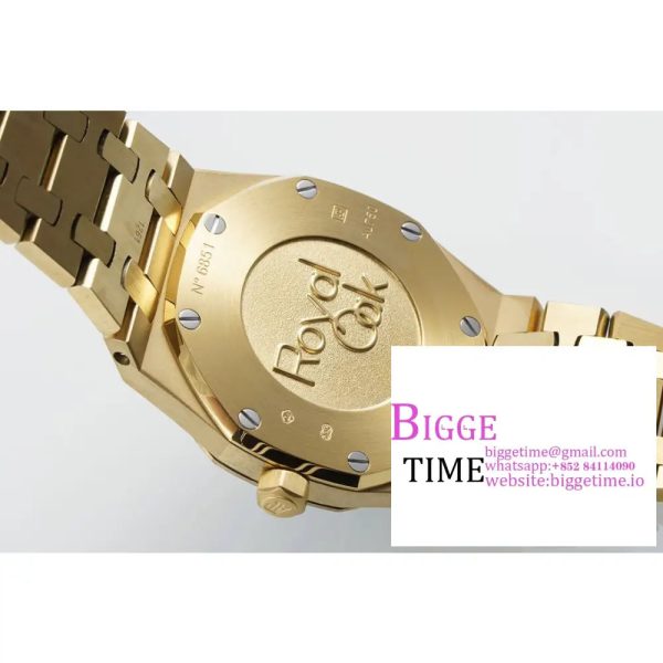 Lady Royal Oak 33mm YG ZF 1:1 Best Edition Blue Dial Diamonds Bezel on YG Bracelet Swiss Quartz - Image 9