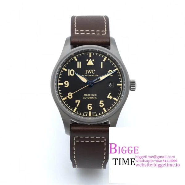 Mark XVIII IW327006 Titanium V7F 1:1 Best Edition Black Dial on Brown Leather Strap A2892