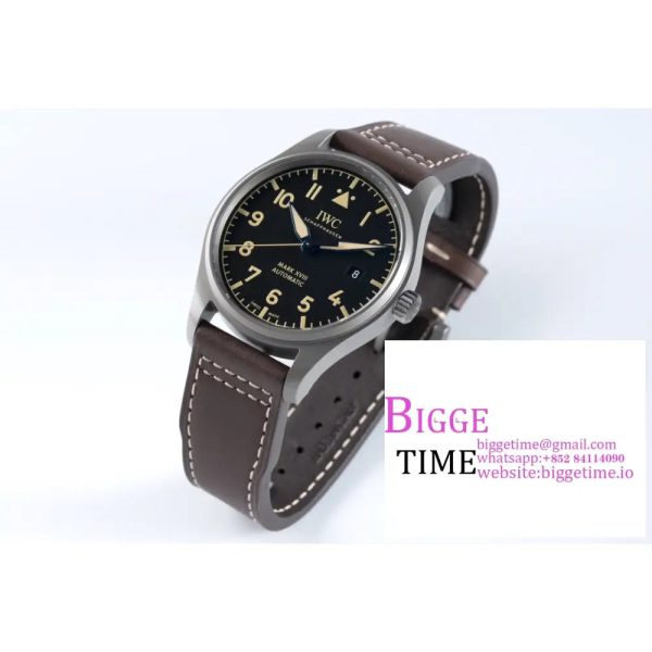 Mark XVIII IW327006 Titanium V7F 1:1 Best Edition Black Dial on Brown Leather Strap A2892 - Image 4