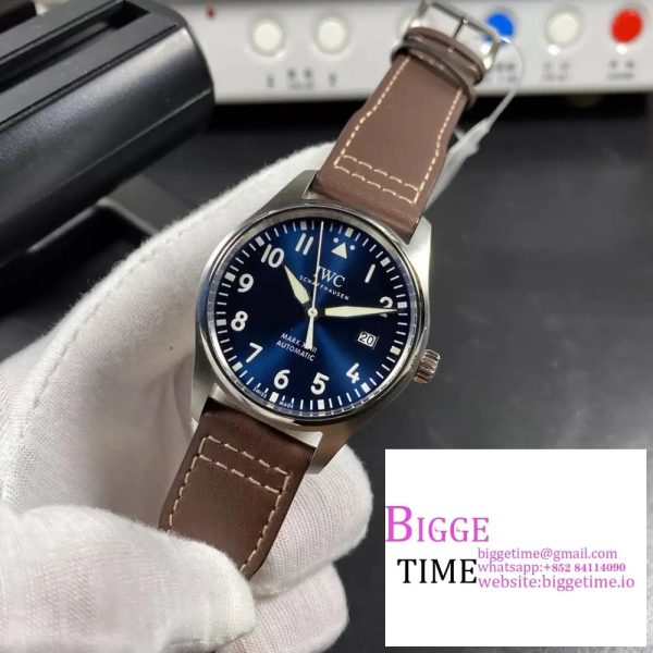 Mark XVIII IW327010 V7F 1:1 Best Edition Blue Dial on Brown Leather Strap A2892 - Image 6
