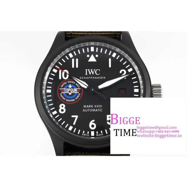 Mark XVIII Top Gun "SFTI" Black Ceramic IW324712 ZF 1:1 Best Edition on Green Nylon Strap A32111 - Image 3