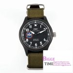 Mark XVIII Top Gun "SFTI" Black Ceramic IW324712 ZF 1:1 Best Edition on Green Nylon Strap A32111