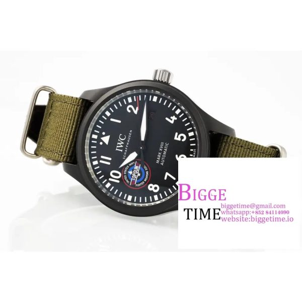 Mark XVIII Top Gun "SFTI" Black Ceramic IW324712 ZF 1:1 Best Edition on Green Nylon Strap A32111 - Image 6