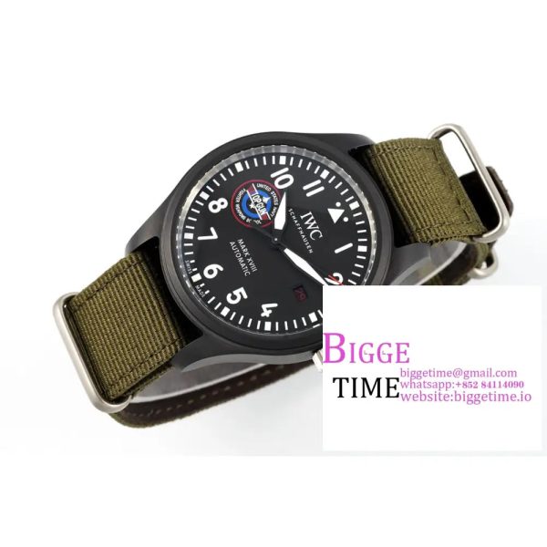 Mark XVIII Top Gun "SFTI" Black Ceramic IW324712 ZF 1:1 Best Edition on Green Nylon Strap A32111 - Image 5