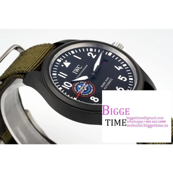 Mark XVIII Top Gun "SFTI" Black Ceramic IW324712 ZF 1:1 Best Edition on Green Nylon Strap A32111 - Image 4