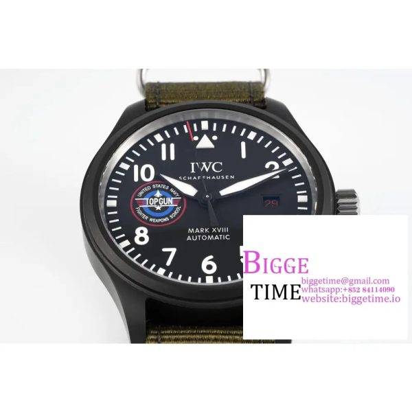 Mark XVIII Top Gun "SFTI" Black Ceramic IW324712 ZF 1:1 Best Edition on Green Nylon Strap A32111 - Image 2