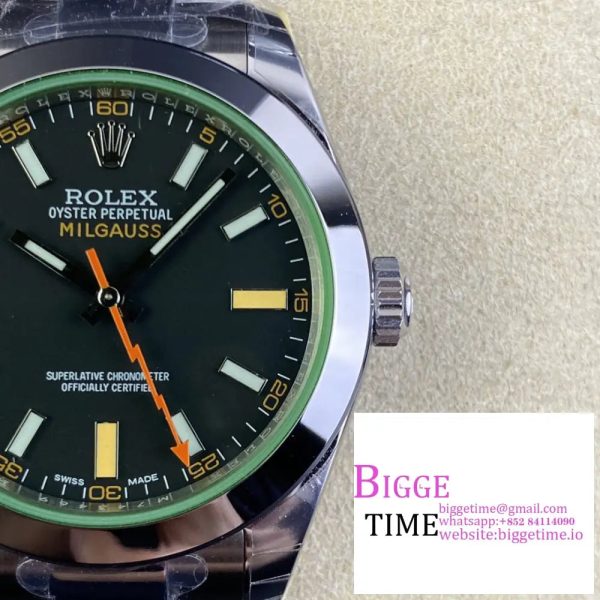 Milgauss 116400 GV 904L Steel GSF 1:1 Best Edition Black Dial on Bracelet SA3131 - Image 3