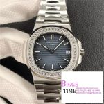 Nautilus 5711/1A 3KF 1:1 Best Edition Diamonds Bezel Blue Textured Dial on SS Bracelet A324  V2