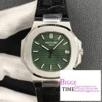 Nautilus 5711/1A 3KF 1:1 Best Edition Green Textured Dial on Black Leather Strap A324 V2
