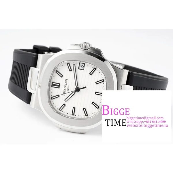 Nautilus 5711/1A PPF 1:1 Best Edition White Textured Dial on Black Rubber Strap 324CS V5 - Image 3
