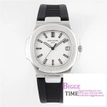 Nautilus 5711/1A PPF 1:1 Best Edition White Textured Dial on Black Rubber Strap 324CS V5