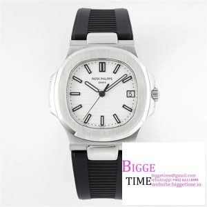 Nautilus 5711/1A PPF 1:1 Best Edition White Textured Dial on Black Rubber Strap 324CS V5