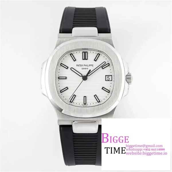 Nautilus 5711/1A PPF 1:1 Best Edition White Textured Dial on Black Rubber Strap 324CS V5