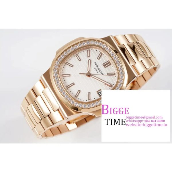 Nautilus 5711 40mm Diamond Bezel RG White Dial RG Bracelet PPF A330SC - Image 3