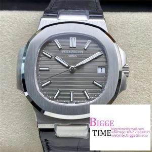 Nautilus 5711 40mm Grey Dial Black Leather Strap 3KF A324SC