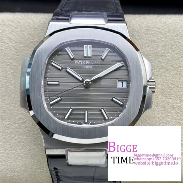 Nautilus 5711 40mm Grey Dial Black Leather Strap 3KF A324SC