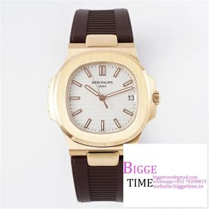 Nautilus 5711 40mm RG White Dial Brown Rubber Strap PPF A330SC