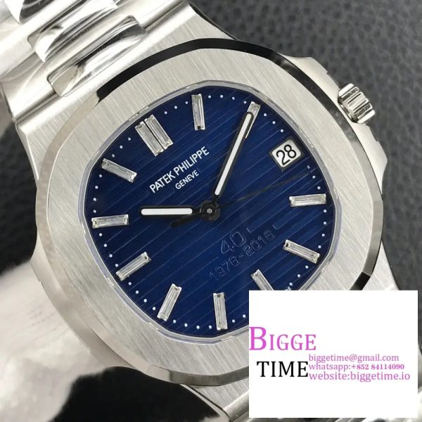 Nautilus 5711 40th Anniversary PPF 1:1 Best Edition Blue Textured Dial on SS Bracelet 324CS V4 - Image 4