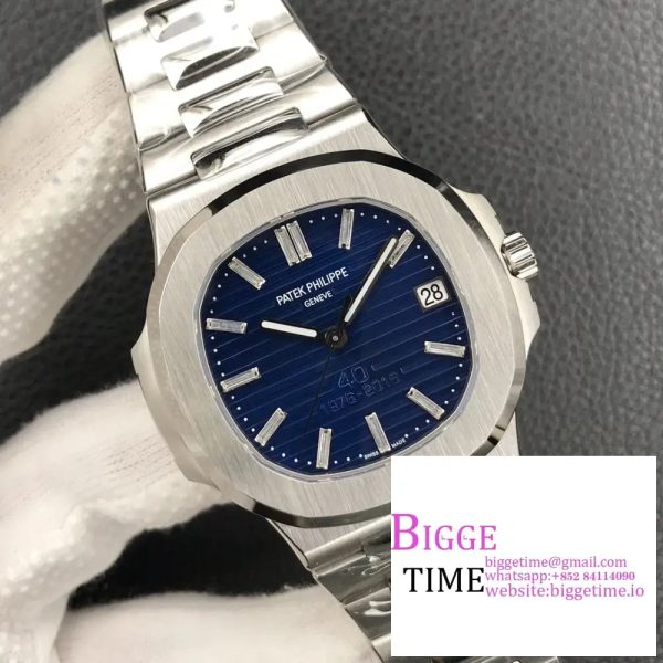 Nautilus 5711 40th Anniversary PPF 1:1 Best Edition Blue Textured Dial on SS Bracelet 324CS V4 - Image 2