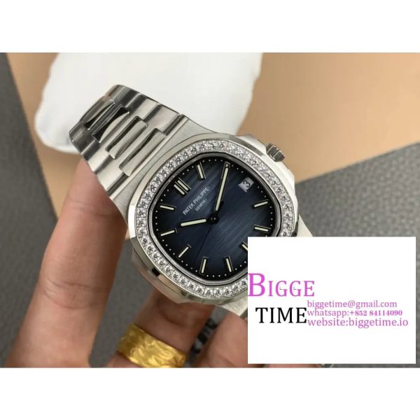 Nautilus 5711 PPF 1:1 Best Edition Blue Dial Diamonds Bezel on SS Bracelet 324CS - Image 2