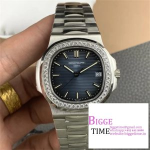 Nautilus 5711 PPF 1:1 Best Edition Blue Dial Diamonds Bezel on SS Bracelet 324CS