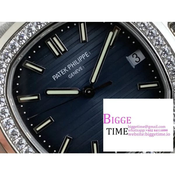 Nautilus 5711 PPF 1:1 Best Edition Blue Dial Diamonds Bezel on SS Bracelet 324CS - Image 3