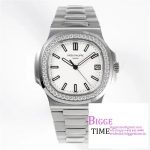 Nautilus 5711 PPF 1:1 Best Edition White Dial Diamonds Bezel on SS Bracelet 324CS